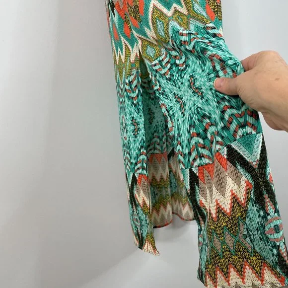 Altar'd State Dress M Aqua Coral Southwest Aztec Flowy Comfortable Maxi Long - Picture 9 of 13
